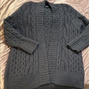 Express Dark Gray Cable Knit Cardigan